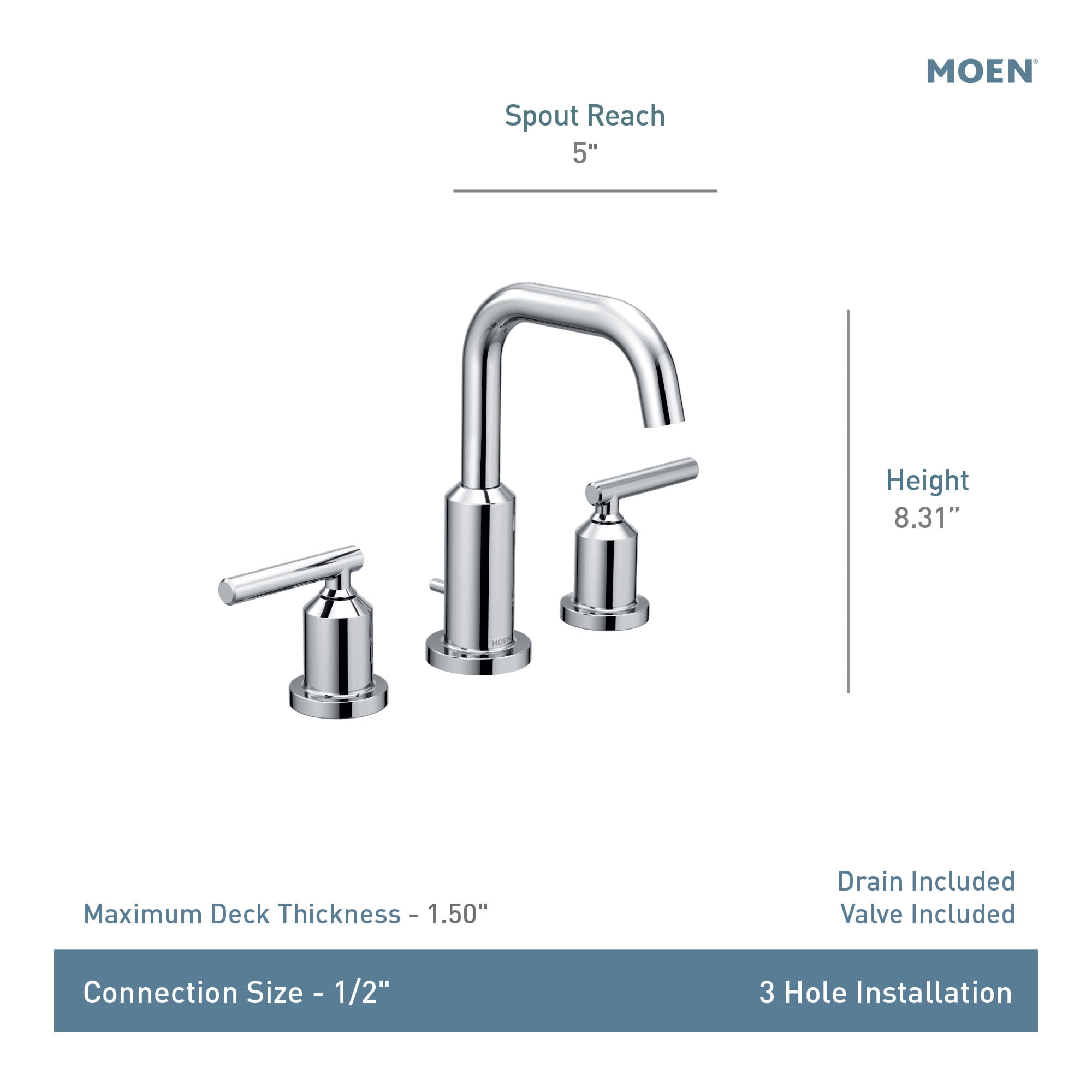 Moen TV6142 Gibson 1.2 GPM Widespread Bathroom Faucet - Chrome