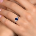 thumbnail image 4 of Gem Stone King 925 Sterling Silver Blue Created Sapphire and White Topaz Engagement Ring for Women | 1.43 Cttw | Oval 7X5MM | Gemstone September Birthstone | Size 7, 4 of 6