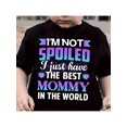 thumbnail image 1 of Boys "I'm not spoiled, I just have the best mom in the world" Cool T-Shirt-Black Colorful Letters, 100% Polyester, Casual Crewneck, Machine Washable, Spring/Summer, Boys T-Shirt, 1 of 6