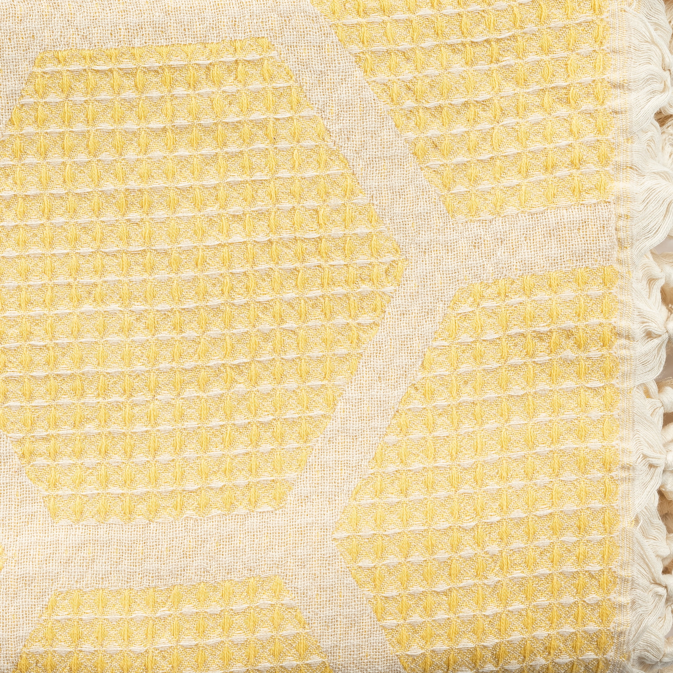Ox Bay Yellow Honeycomb Hexagon Ultra-Soft Turkish Cotton Adult Throw Blanket, 50" x 60'