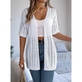 thumbnail image 5 of Summer Cardigan Sweaters for Women Light-Weight Half Sleeve Open Front Cropped Crochet Beach Cover Ups White M, 5 of 8