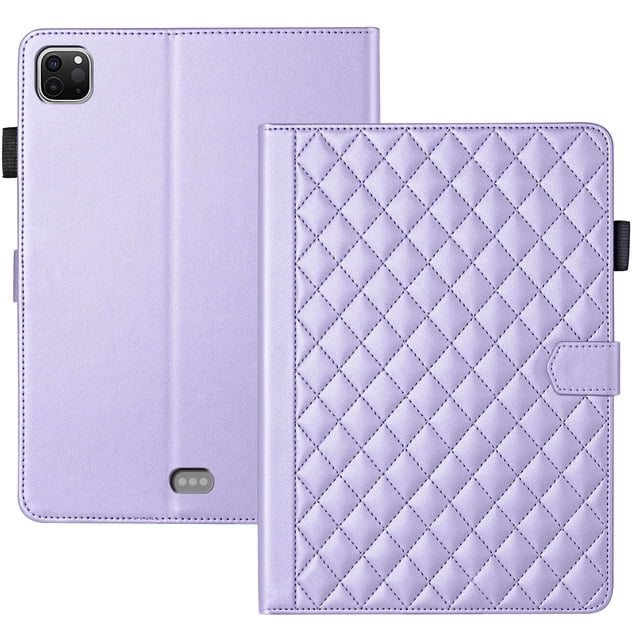 For iPad Air 13 inch (2025 M3/2024 M2) Case, Rhombus Pattern Multiple Viewing Angles Stand Slim Folio Cover (Purple)