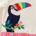 thumbnail image 2 of ENFLASH Girls Cotton Short Sleeve Casual Cartoon Appliques Bird Jersey Dresses Kids Summer Ruffles Dresses, 2 of 7