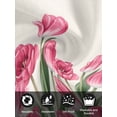 thumbnail image 7 of Pink Tulip Flower Cloth Napkins Set of 6 Reusable Dinner Napkins, Spring Floral Leaves Plants Retro Beige Cocktail Napkin Washable Table Napkins for Wedding/Holiday Party/Baby Shower 20"x20", 7 of 7