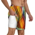 thumbnail image 3 of Balery Abstract Watercolors Tartan Mens Swim Trunks Swim Shorts for Men Quick Dry Inseam Beach Shorts with Compression Liner Pocket-Small, 3 of 9