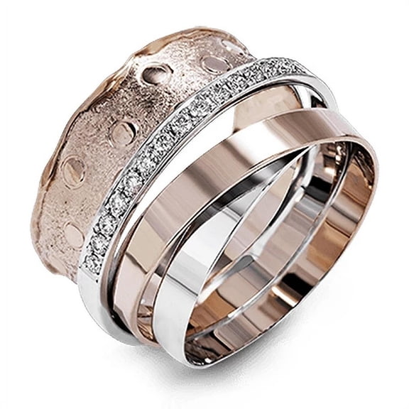 Women Fashion Jewelry Multilayer Surrounding Rose Gold Rings for Female CZ Inlay Unique Design Finger Ring Jewelry
