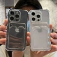 thumbnail image 2 of Luxury Soft Card Bag Phone Case For iPhone 15 14 13 12 11 Pro Max Mini X XS Max XR 7 8 Plus SE 2020 Transparent Bumper Cover, 2 of 5