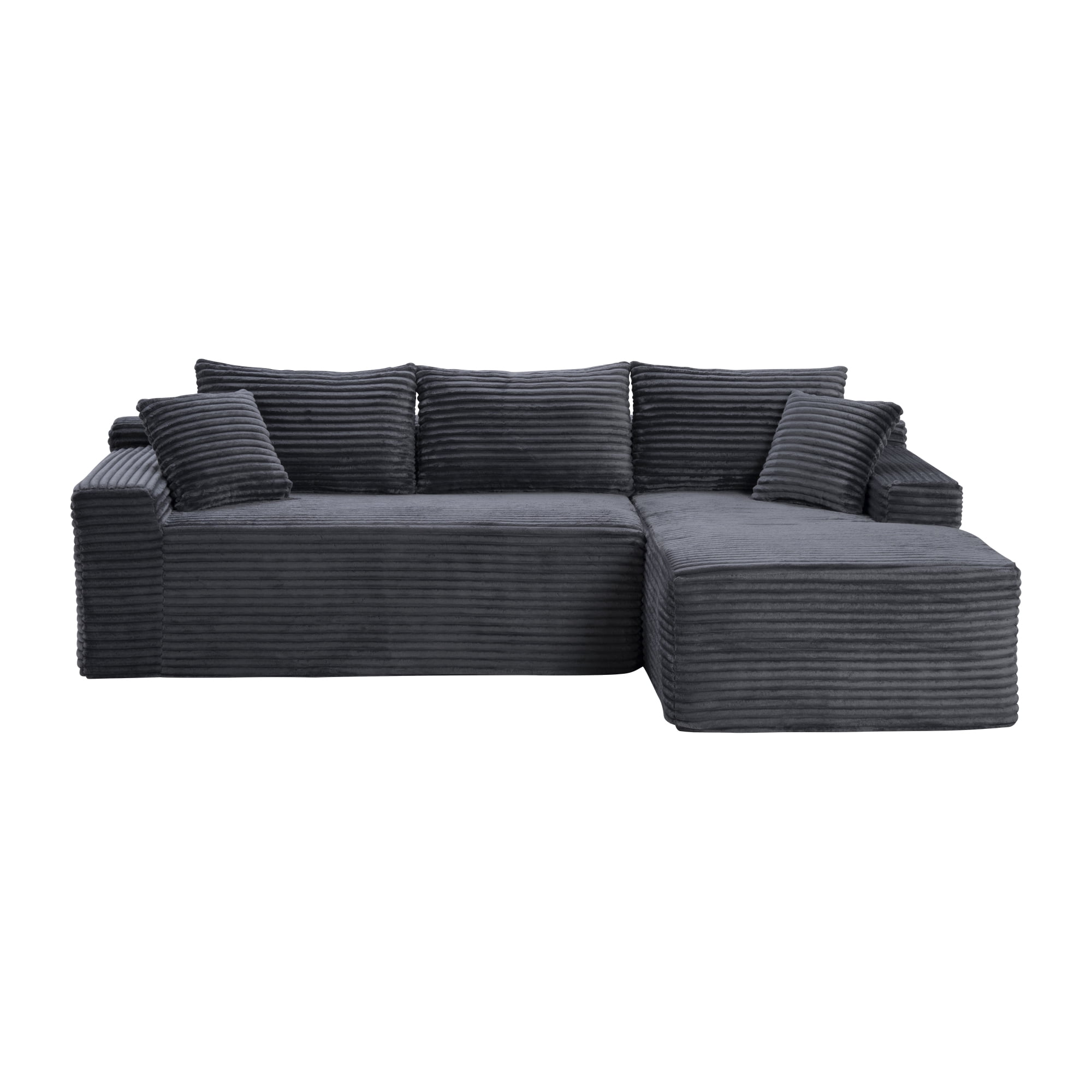 Leumius 106.3" Cloud Modular Sectional Sofa Couch with L-Shape Chaise,Modern Minimalist Upholstered Couches for Living Room Bedroom No Assembly Required Gray-R