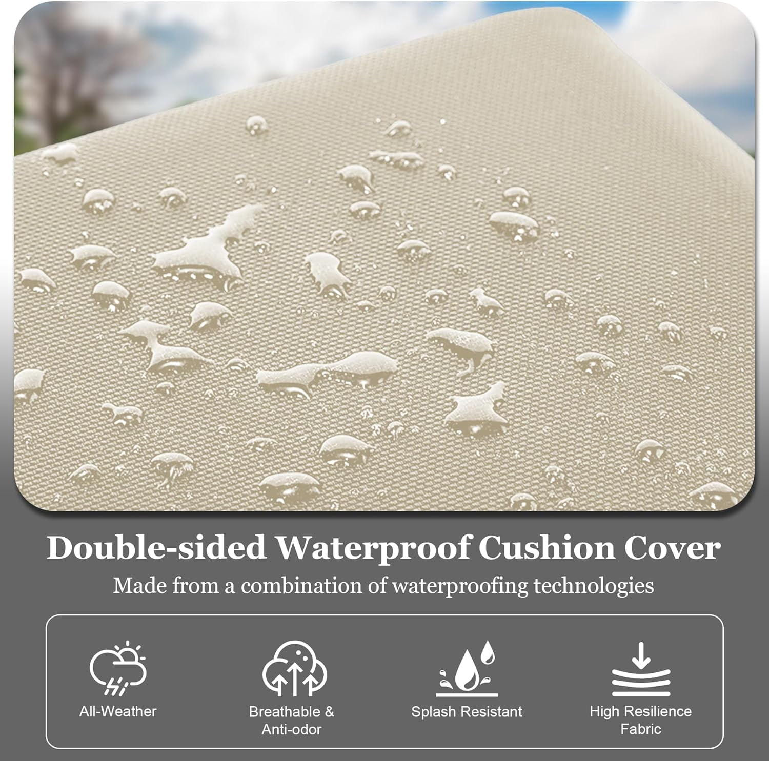 Waterproof 3-Piece Patio Sofa Cushion Cover Set - Replacement Covers for Outdoor Wicker Furniture, Bench & Seat Cushions with 4pcs Throw Pillow Cover