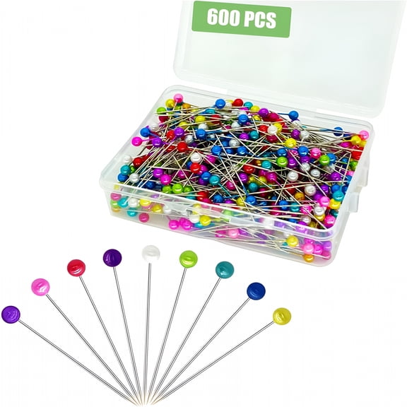 TUWAFE 600PCS Sewing Pins Straight Pin for Fabric, Pearlized Ball Head Quilting Pins Long 1.5inch, Multicolor Corsage Stick Pin for Dressmaker, Jewelry DIY Decoration, Craft and Sewing Project