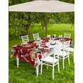 thumbnail image 3 of Red Christmas Plaid Outdoor Tablecloth - 52x70 Inch Rectangle Dining Table Cover, Snowman Elk Balls Snowflake Xmas Waterproof Outdoor Table Cloth with Umbrella Hole & Zipper for Picnic, 3 of 5