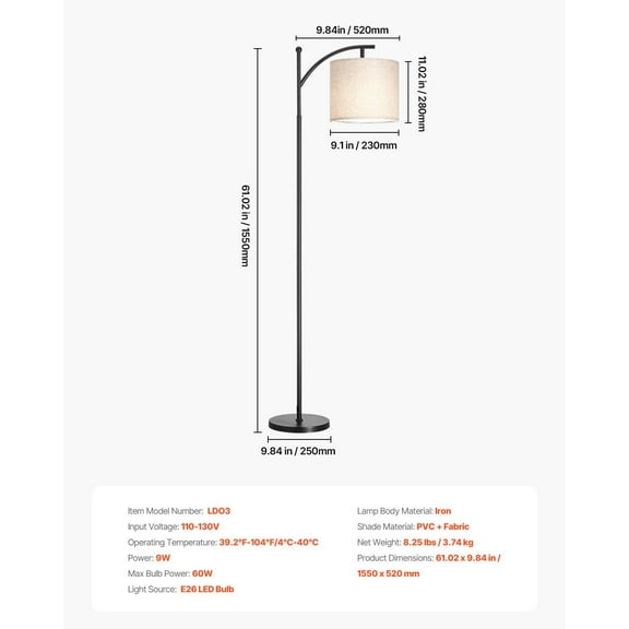 Smart Floor Lamp with Remote Control, Dimmable LED, 3 Color Temperature Modes, Standing Light for Living Room & Office