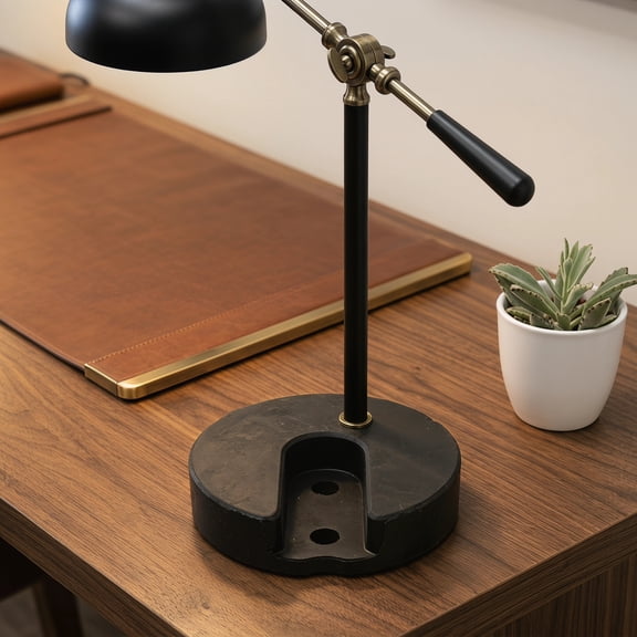 FONDOTIN 1Set Round Black Plastic Table Lamp Base Weight for Enhanced Stability in Bedroom and Other Home Areas
