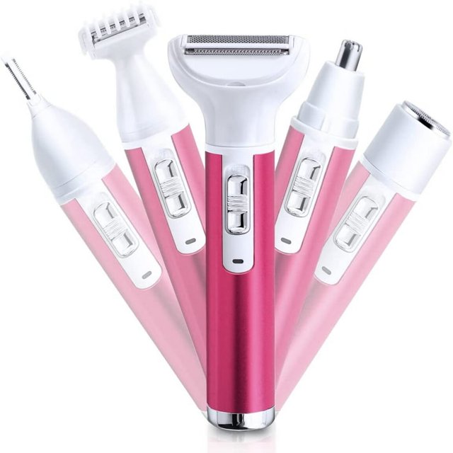 HLONK ZOUYUE Rasoirs Électriques pour Femmes Humide & Sec Sans Fil Rechargeable IPX5 Tondeuse Bikini Imperméable pour Poils Pubiens 5 en 1 Rasoir Portable pour Jambes Aisselles Sourcils Visage Nez