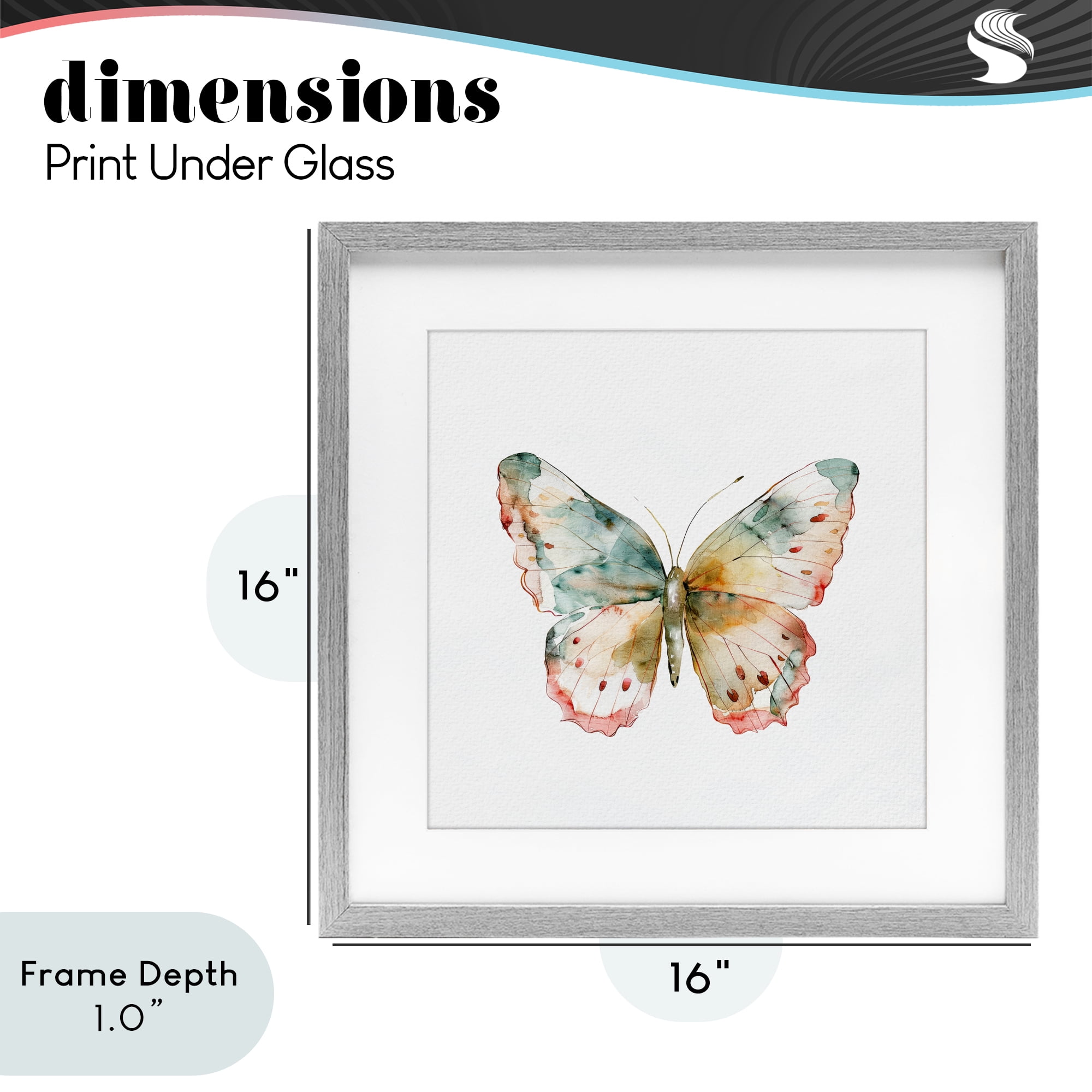 Stupell Industries Muted Watercolor Butterfly Gray Framed Print Under Glass, design by Kim Allen