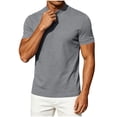 thumbnail image 4 of Mens Mock Neck T Shirts Short Sleeve Mock Turtleneck Undershirt Loose Fit Summer Casual Basic Tees Gray, 4 of 8