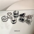 thumbnail image 2 of 2022 nuevo Punk gótico espinas negro plata Color corazón Metal abierto anillo ajustable para mujeres hombres niñas fiesta Grunge Y2k joyería Tan Jianjun unisex, 2 of 2