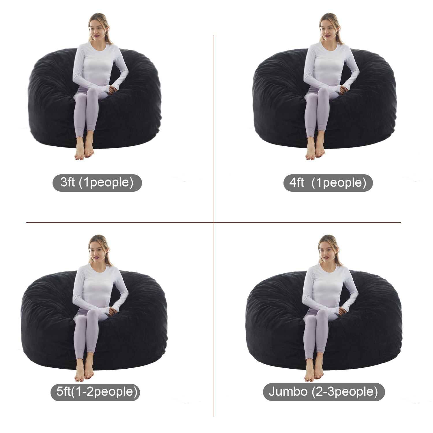 LaoGeoRon 3ft Bean Bag Chair for Adults with Filling,Memory Foam Lazy Beanbag Sofa with Removable Washable Flannel Cover