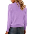 thumbnail image 4 of WTXUE Women's V-Neck Tunic Sweater with Pockets Soft Knitted Pullover Long Sleeve Lightweight Knit Pullover Tops Business Casual Sweaters Fall Outfits Purple S, 4 of 6