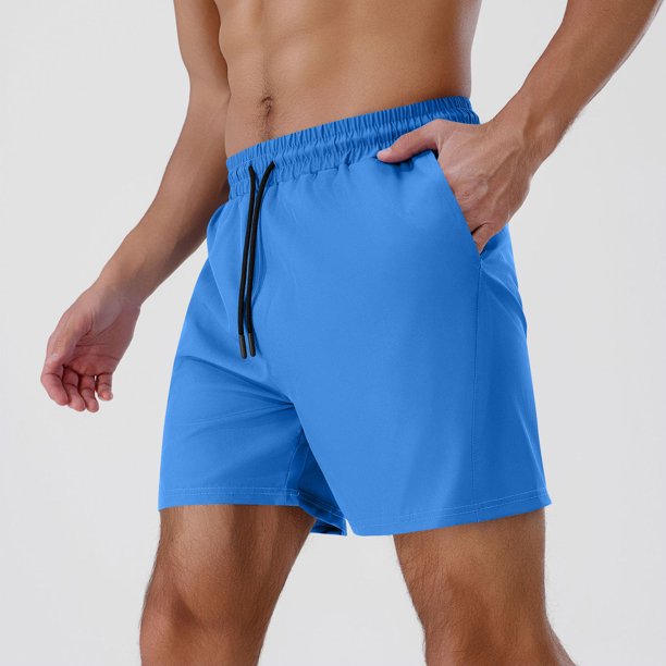 pstuiky Abreviatura para hombres, Pantalones cortos casuales de verano para hombre, de color liso, con cintura elástica y bolsillo con cordón. Pantalones cortos de entrenamiento
