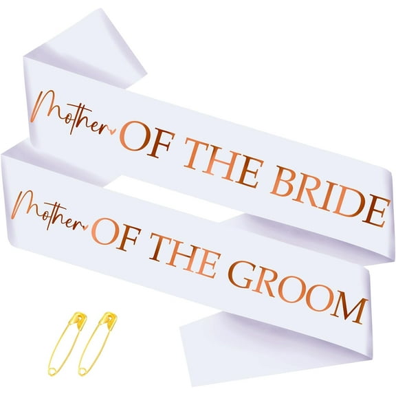 1 pcs Mother of the Bride and Groom Sashes with Rose Gold Foil, White Bachelorette Party Sash for Bridal Shower Engagement Supplies Gifts Wedding Accessories