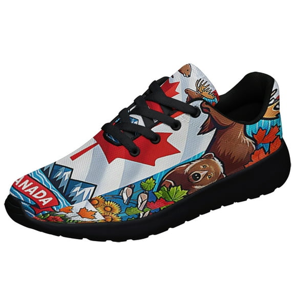 Canada Symbols Maple Leaf Shoes Sneakers Black Size 3.5