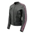thumbnail image 4 of Milwaukee Leather MLL2571 Ladies Black and Purple 'Crinkled Arm' Lightweight Racer Jacket 2X-Large, 4 of 9