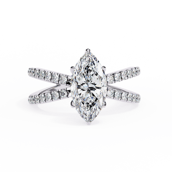 IGI Certified Lab Created Diamond 0.82CT Marquise Shape Engagement Ring, Pave Set Wedding Ring, 10k White Gold Anniversary Gift Ring For Her