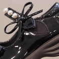 thumbnail image 7 of Girls Mary Jane Dress Shoes Bow Pearls Decor Round Toe Platform Shoes Kids Cute Sweet Comfy Hook and Loop Footwear Black 11.5 Little Kids, 7 of 7