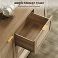 thumbnail image 6 of SICOTAS 3Pcs Rattan Kitchen Pantry Storage Cabinet-84.2"H Tall Arched Pantry Cabinet Set of 2 with Adjustable Shelves, 51.6"W Sideboard with 3 Drawers for Living Room, Dining Room, Natural Oak, 6 of 11