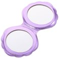 thumbnail image 3 of EeaseMX Espejo plegable de doble cara con forma de concha, de piel sintética, portátil, holográfico, para niñas y mujeres (morado), 3 of 7