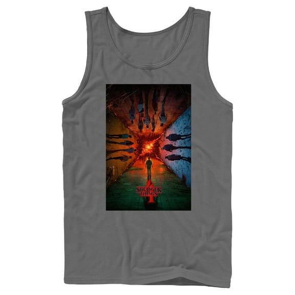 Netflix Men's Stranger Things The Rift Has Many DiNetflix Men'sions Poster Tank Top Charcoal Small