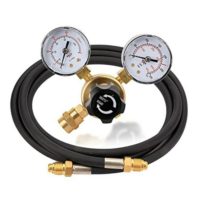 Regulador de Gas para Soldadura de Argón y CO2 con Manguera de 6,6 Pies, Conexión de Entrada CGA580, Presión de Entrada de 0-4500 PSI/0-10 BAR