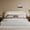 White, variant on melmine Full Size Cloud Bed Frame with LED Light Boucle Platform Bed Frame with Rounded Corner & Upholstered Headboard,15-Minute Easy Assemble,Black