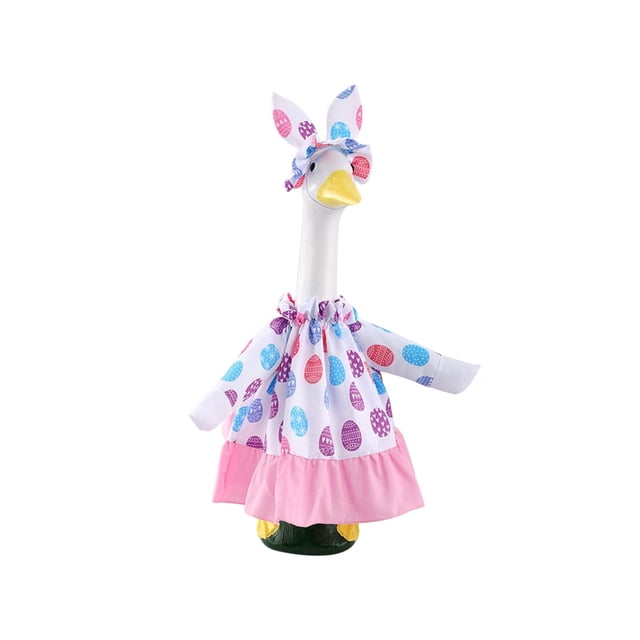 Tauxra 23 Inch Easter Goose Outfits Hat Set Polyester Patio Garden Porch Decor