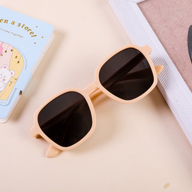 Gafas de sol para niños con montura redonda y diseño de caja, gafas de sol de moda para niños, bonitas gafas de sol con montura esmerilada para niños y niñas