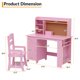 thumbnail image 2 of QinaQin Escritorio infantil con silla, librero, pizarrón de corcho, gabinetes y cajón, mesa de estudio color rosa ideal para niñas y tareas diarias, 2 of 6