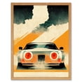 thumbnail image 1 of Japanese Sports Car Vintage Vector Yellow Silver Black Art Print Framed Poster Wall Decor 12x16 inch, 1 of 5