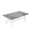 thumbnail image 2 of Modern Rectangle Coffee Table with Gray Tempered Glass Top and White Metal Legs for Living Room Elegance, 2 of 9
