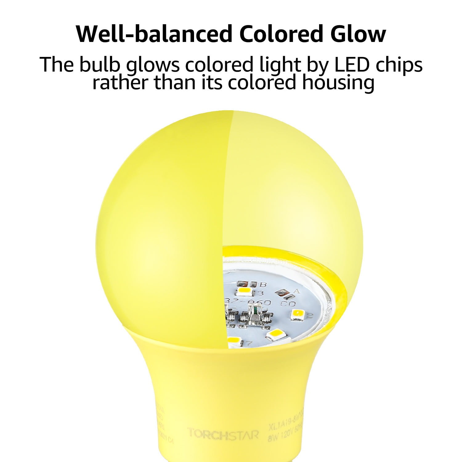 LED A19 Yellow Bulbs, 8W (40W Equivalent) Light Bulb, E26/E27 Base, Outdoor Bug Free Lights for Porch, Patio, Backyard, Entry Way, Pack of 12