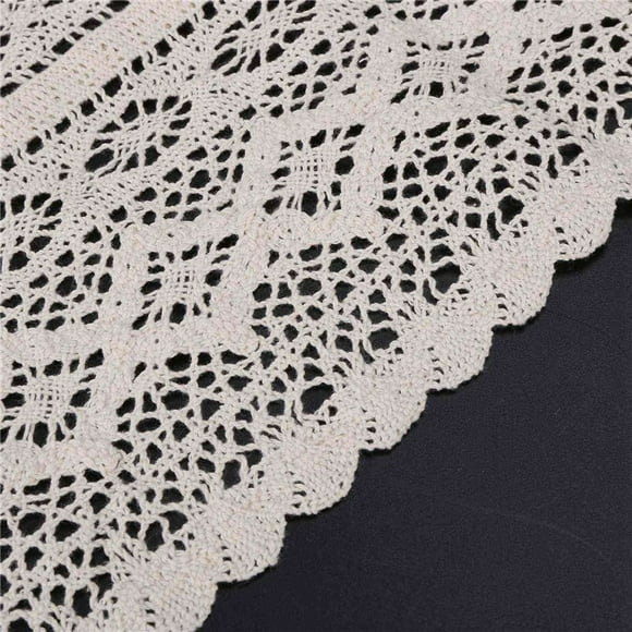 3X Elegante Toalla de Mesa Larga de Macramé de Encaje de Ganchillo Crema Con Borlas para Decoración de Boda Rústica Y Decoración de Mesa de Granja