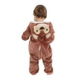 thumbnail image 5 of Meitianfacai Baby Jumpsuit Winter Outfit Soft Hooded Coat Infant Winter Rompers Toddler Clothing Bodysuit,Brown,Size:3-6 Months, 5 of 9
