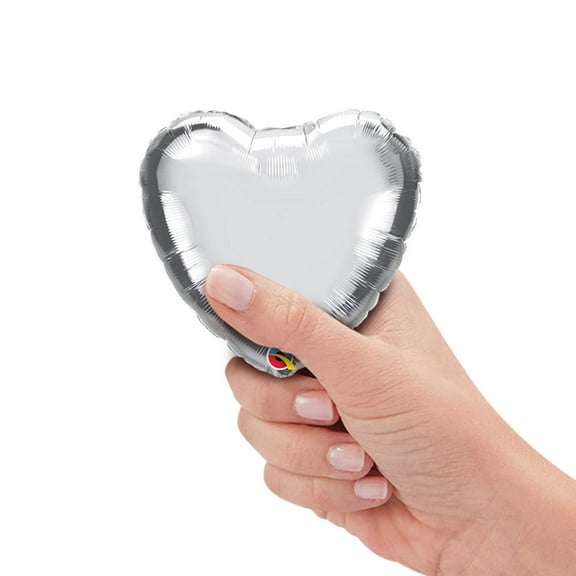4 inch Mini Heart - Silver (Air-Fill Only) Foil Mylar Balloon - Party Supplies Decorations