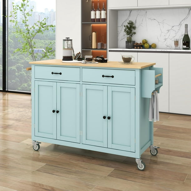 Ktaxon Kitchen Island Cart Storage with 4 Door and Two