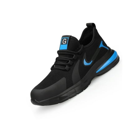 

Fangasis Women Safety Shoe Steel Toe Work Shoes Slip Resistant Sneaker Unisex Sneakers Construction Comfort Lace Up Black Blue 10