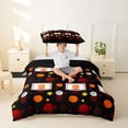 thumbnail image 2 of Castle Fairy Sport Basketball Twin Duvet Cover, Stars Print Twin Bedding, Black Orange White,Black Reversible,2pcs,1 Duvet Cover and 1 Pillowcase, 2 of 6