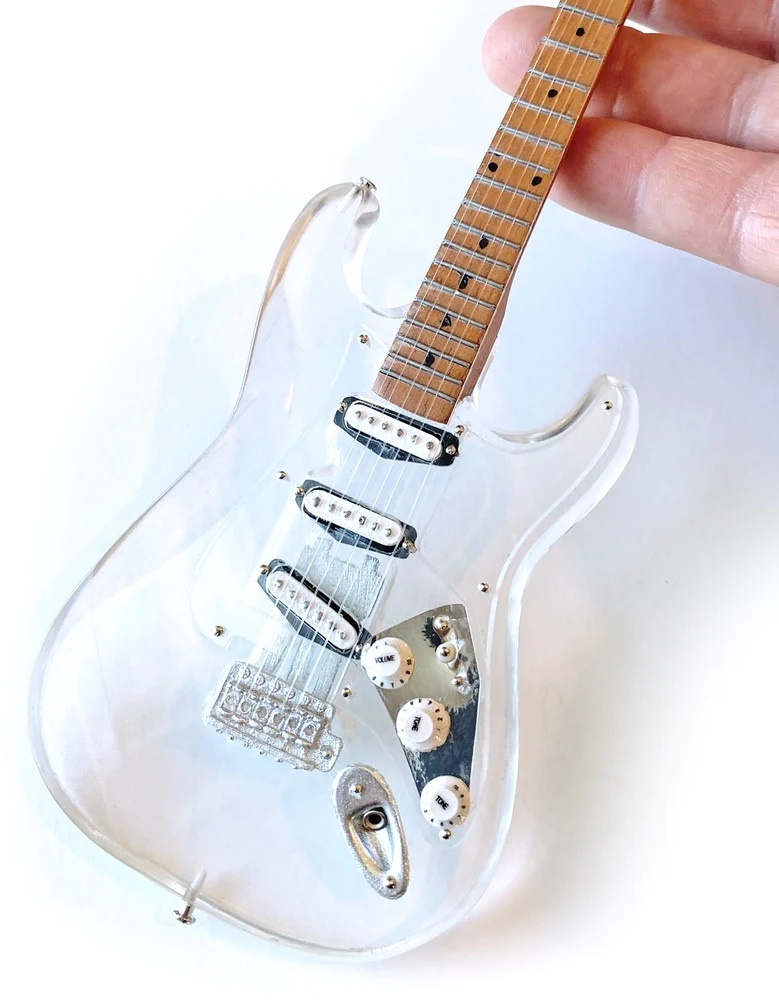 Fender Stratocaster Signature Clear Acrylic 10 Inch Miniature Guitar Replica