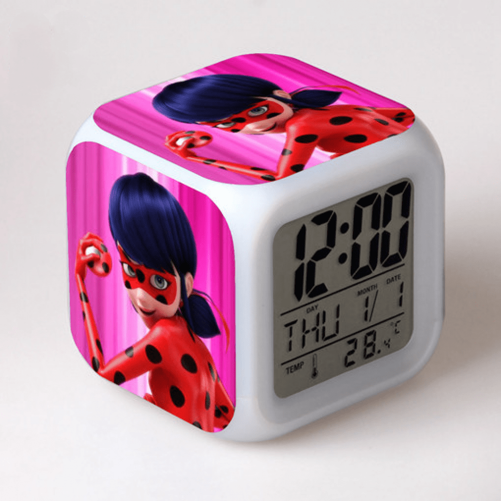 TIMPCV Ladybug Girl Alarm Clock, Ladybug Reddy Blackhaired Boy Alarm