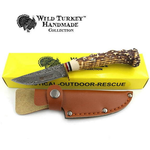 Wild Turkey Handmade Collection Fixed Blade Faux Handle Hunting Knife w/Sheath