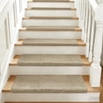 thumbnail image 3 of PURE ERA Bullnose Plush Carpet Stair Tread Set of 14 Ultra Soft Non-Slip Self Adhesive Skid Resistant Tape Free Washable 9.5" x 30"x1.2"Cream Gray, 3 of 11